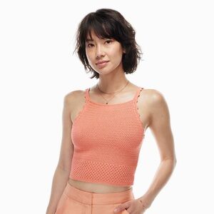 Aritzia Wilfred Sunset Top Womens Orange Crochet Cropped Strappy Tank Large